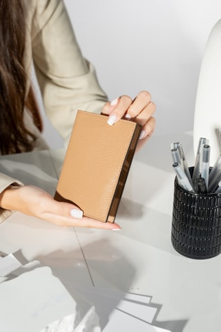 Porte-cartes en cuir Kenza - Beige