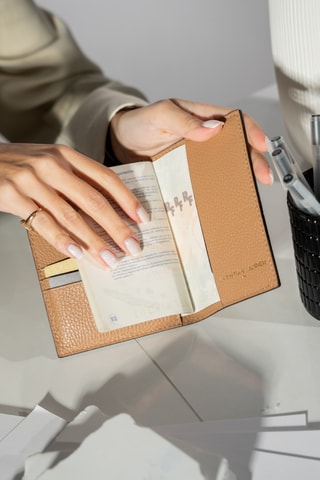 Porte-cartes en cuir Kenza - Beige