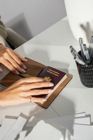 Porte-cartes en cuir Kenza - Beige