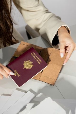 Porte-cartes en cuir Kenza - Beige