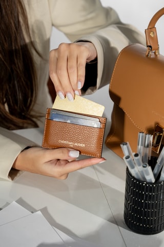 Porte-cartes en cuir Lydia - Camel