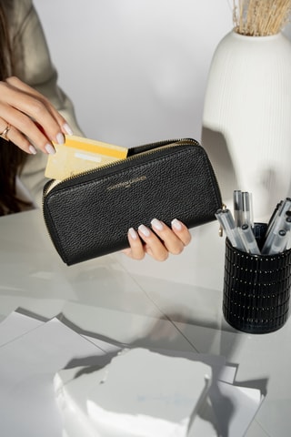 Portefeuille en cuir Hania - Noir