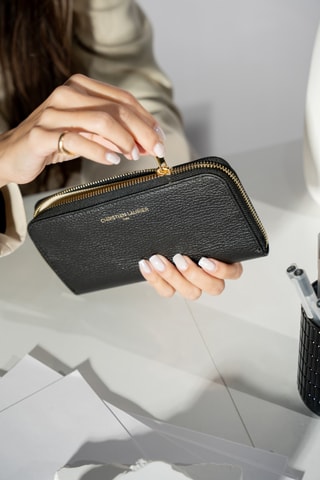 Portefeuille en cuir Hania - Noir