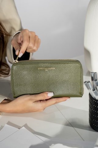 Portefeuille en cuir Hania - Vert