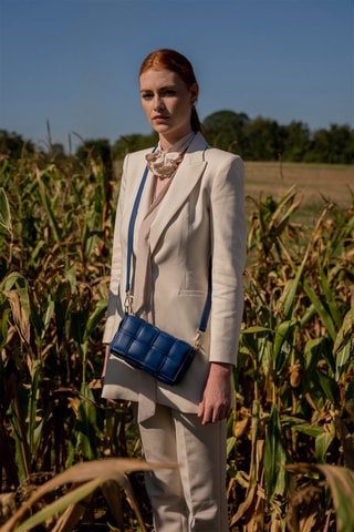 Sac bandoulière en cuir Atta - Bleu