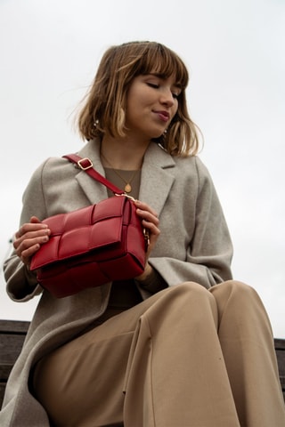 Sac bandoulière en cuir Lea - Rouge foncé