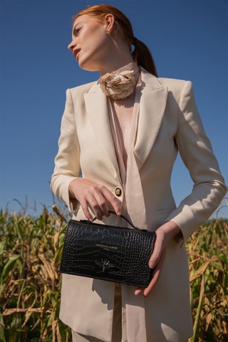Sac bandoulière en cuir Stacy - Noir