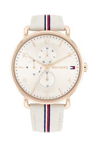Leren Quartz Horloge - Beige en Goudkleurig