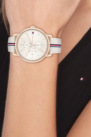 Leren Quartz Horloge - Beige en Goudkleurig