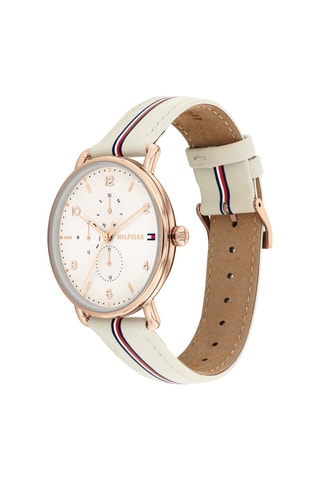 Leren Quartz Horloge - Beige en Goudkleurig