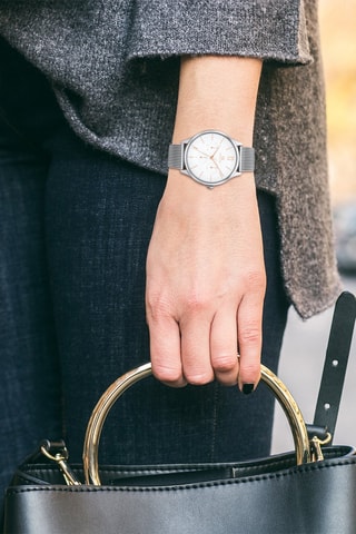 Stalen Quartz Horloge Layla - Chronograaf - Zilverkleurig en Wit