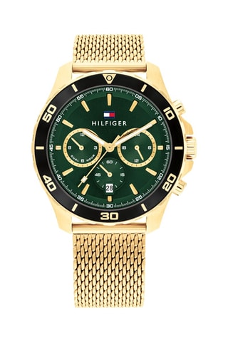 Stalen Quartz Horloge - Chronograaf - Goudkleurig en Groen