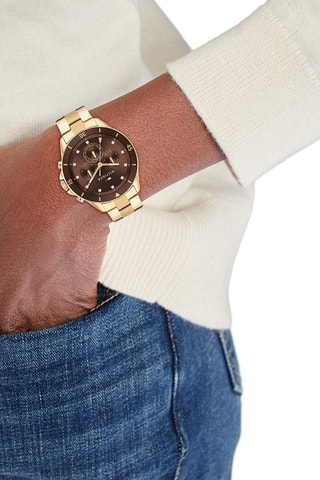 Stalen Quartz Horloge - Goudkleurig en Bruin