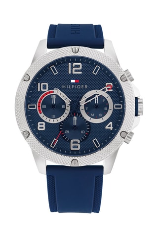 Silicone Quartz Horloge Blaze - Chronograaf - Donkerblauw en Zilverkleurig