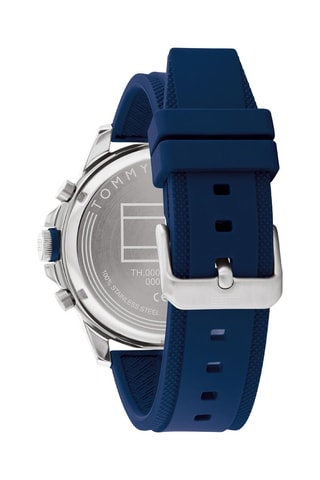 Silicone Quartz Horloge Blaze - Chronograaf - Donkerblauw en Zilverkleurig