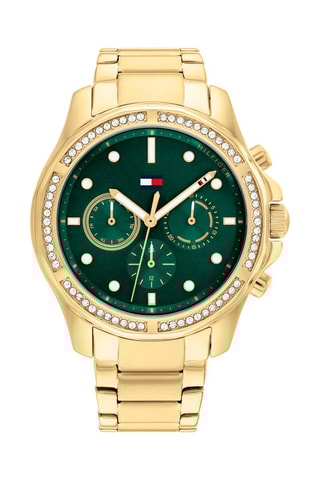 Stalen Quartz Horloge - Goudkleurig en Groen