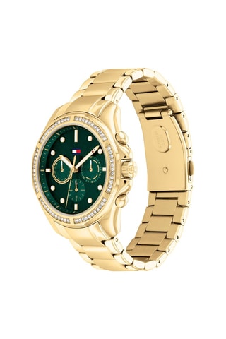 Stalen Quartz Horloge - Goudkleurig en Groen