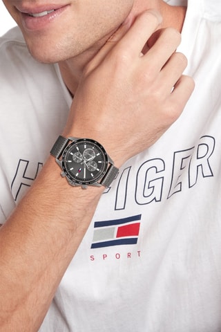Stalen Quartz Horloge - Tachymeter - Zilverkleurig en zwart