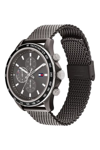 Stalen Quartz Horloge - Tachymeter - Zilverkleurig en zwart