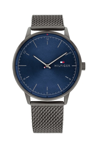 Stalen Quartz Horloge - Grijs en Marineblauw