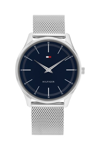 Stalen Quartz Horloge Adrian - Zilverkleurig en Donkerblauw
