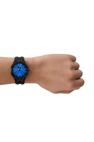 Silicone Quartz Horloge Streamline - Zwart en blauw