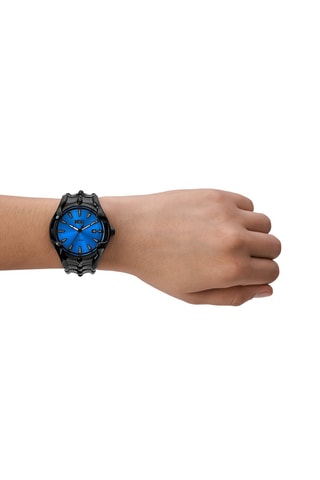 Stalen Quartz Horloge Vert - Zwart en Blauw