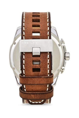 Leren Quartz Horloge- Chronograaf - Bruin en Blauw