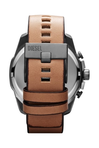 Leren Quartz Horloge Camel en Chroomkleurig