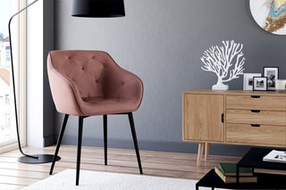 2 fauteuils Julia - Rose et noir - Velours