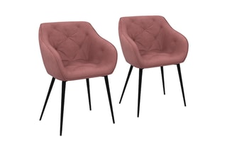 2 fauteuils Julia - Rose et noir - Velours