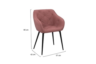 2 fauteuils Julia - Rose et noir - Velours