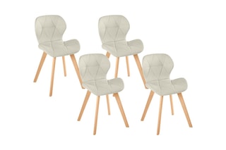 4 chaises Gatsby - Structure en bois - Pieds en hêtre - 47,5 x 50 x 79 cm
