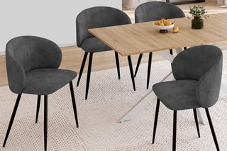 4 chaises Léona - 51 x 71 x 53 cm - Revêtement en velours