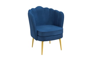 Fauteuil Arielle - Bleu et doré - Velours
