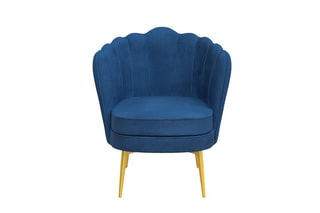 Fauteuil Arielle - Bleu et doré - Velours