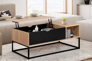 Table basse relevable Manufacture - Noir et imitation bois