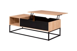 Table basse relevable Manufacture - Noir et imitation bois