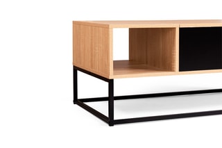 Table basse relevable Manufacture - Noir et imitation bois