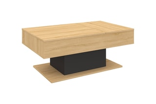 Table basse relevable Tania - Imitation bois et noir