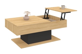 Table basse relevable Tania - Imitation bois et noir