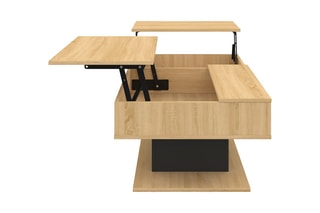 Table basse relevable Tania - Imitation bois et noir
