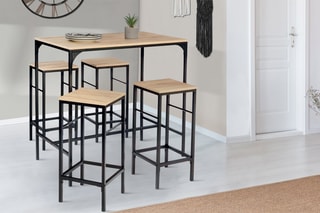 Table de bar et 4 tabourets de bar Pharell - 100 x 60 x 95 cm et 32 x 32 x 67 cm