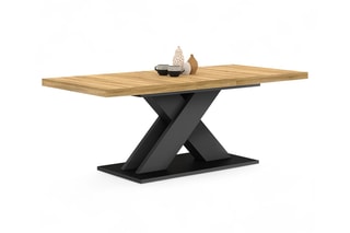 Table à manger extensible Alexia - Imitation bois et noir
