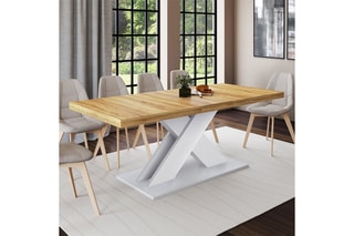 Table à manger extensible Alexia - Imitation bois et blanc