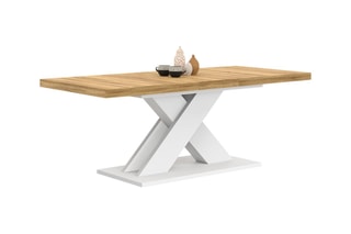 Table à manger extensible Alexia - Imitation bois et blanc