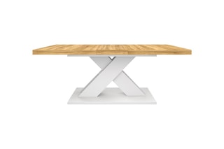 Table à manger extensible Alexia - Imitation bois et blanc