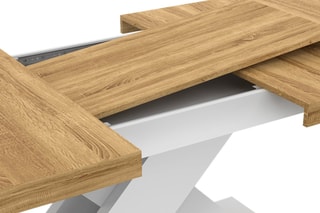 Table à manger extensible Alexia - Imitation bois et blanc