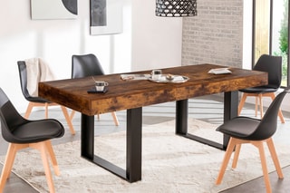 Table extensible Brixton - Imitation bois vieilli et noir