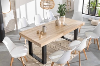 Table extensible Brixton - Imitation bois et noir